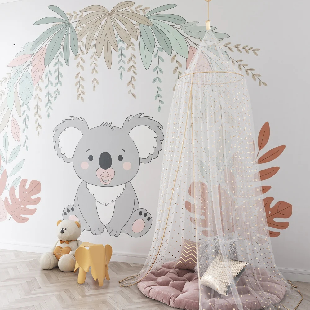 Papel de parede quarto bebê | Мил коала и тропическо листва