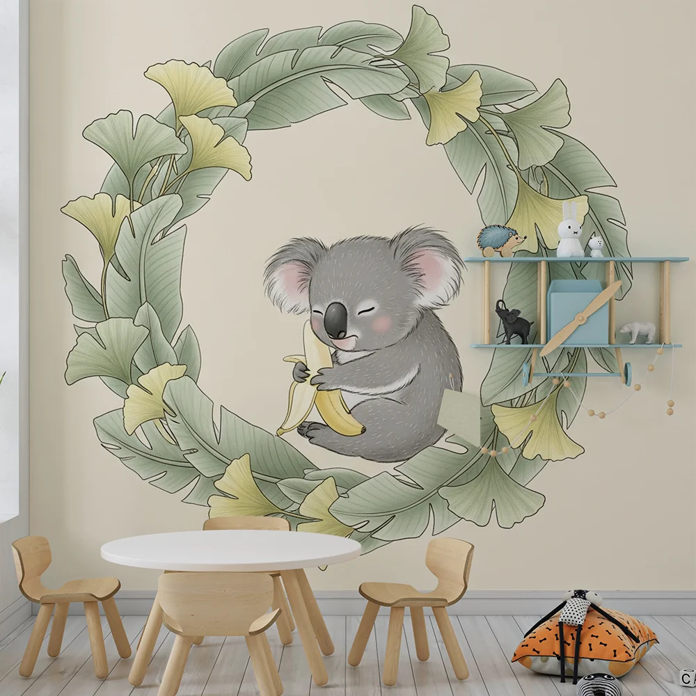 Papel de parede quarto bebê | Мил коала и успокояваща листва