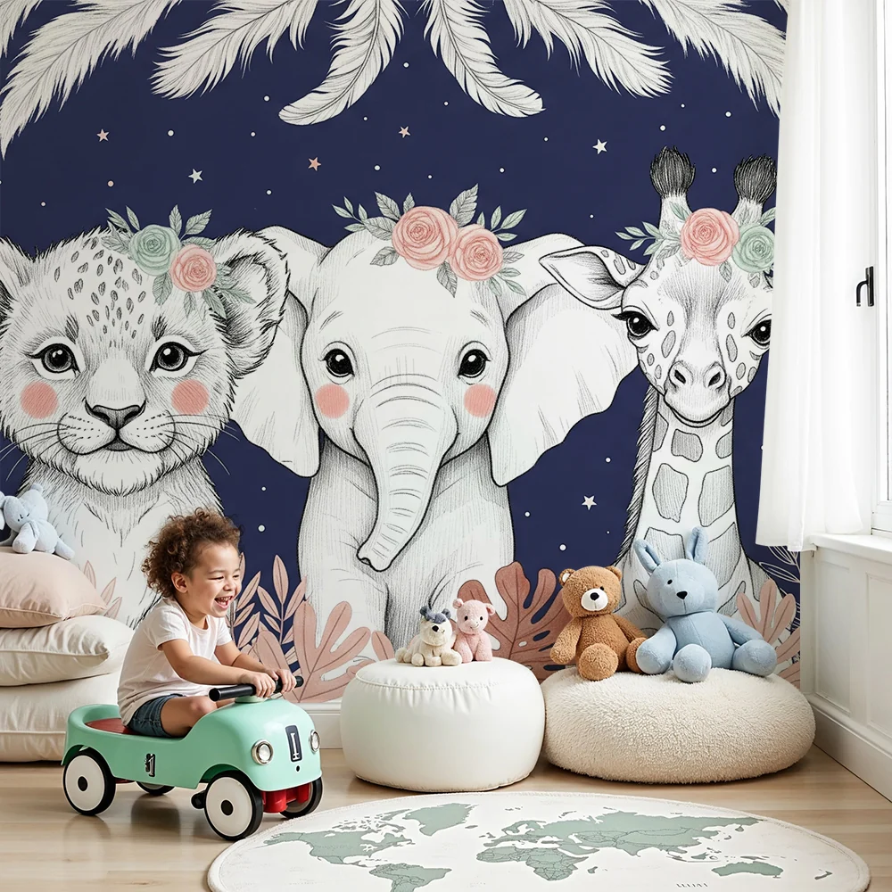 Papel de parede quarto bebê | Мили животни под звездите