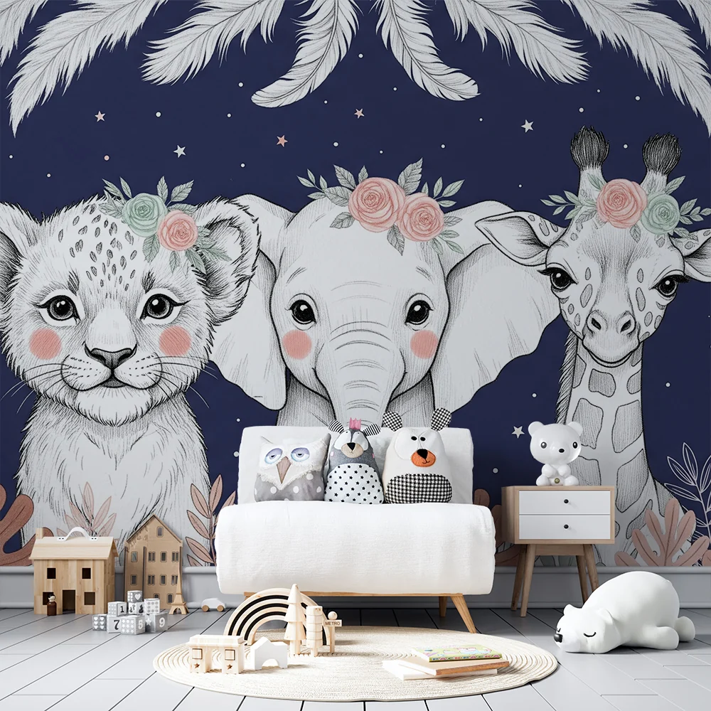Papel de parede quarto bebê | Мили животни под звездите