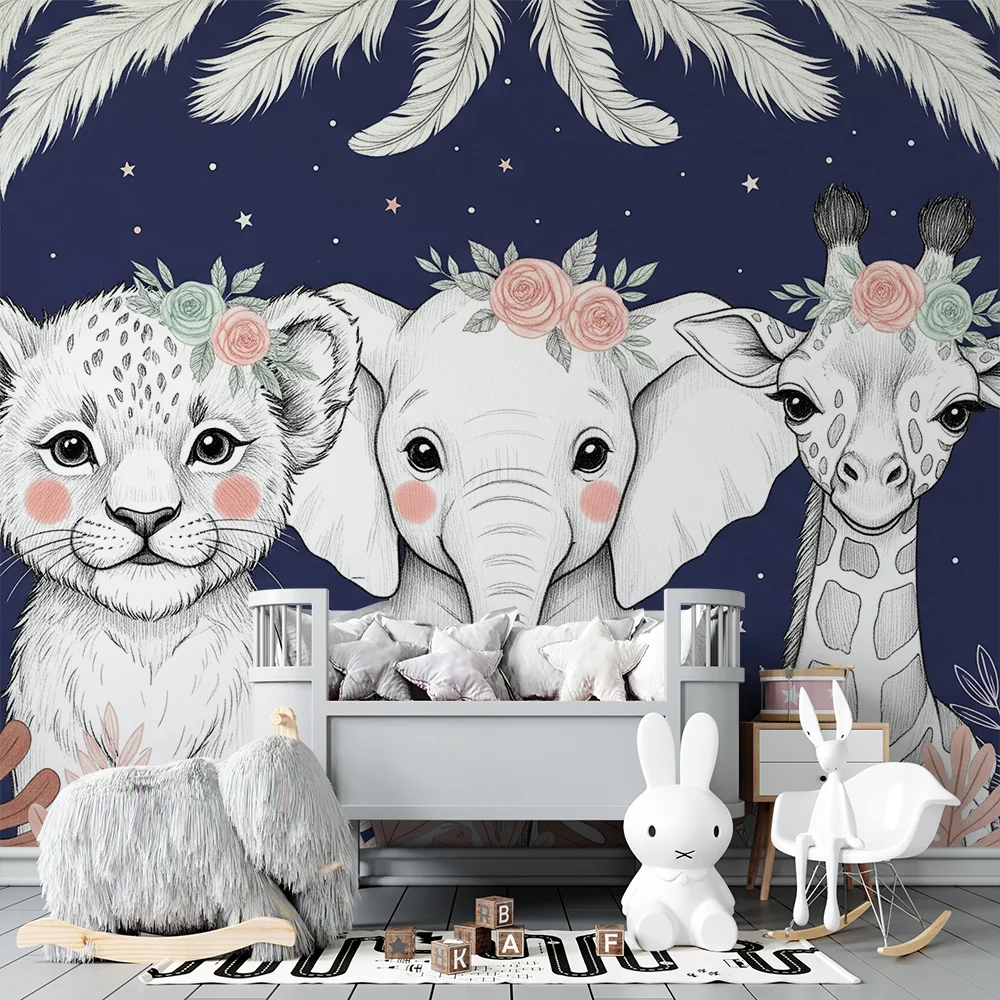 Papel de parede quarto bebê | Мили животни под звездите