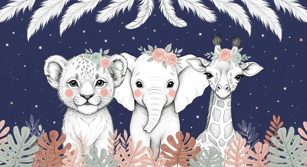 Papel de parede quarto bebê | Мили животни под звездите