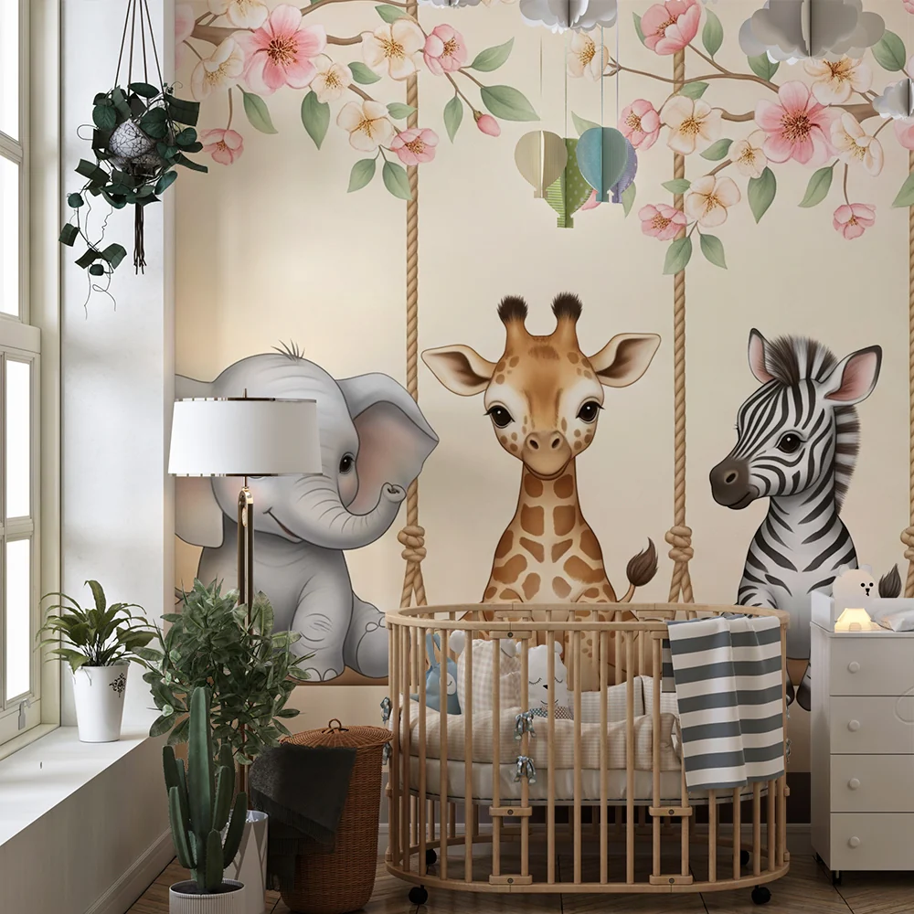 Papel de parede quarto bebê | Милите животни на цветни люлки