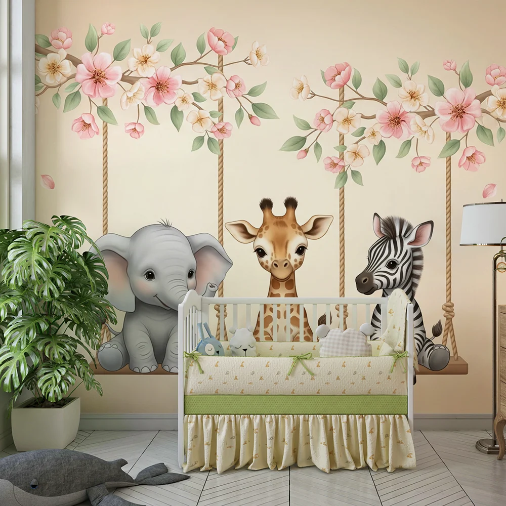 Papel de parede quarto bebê | Милите животни на цветни люлки