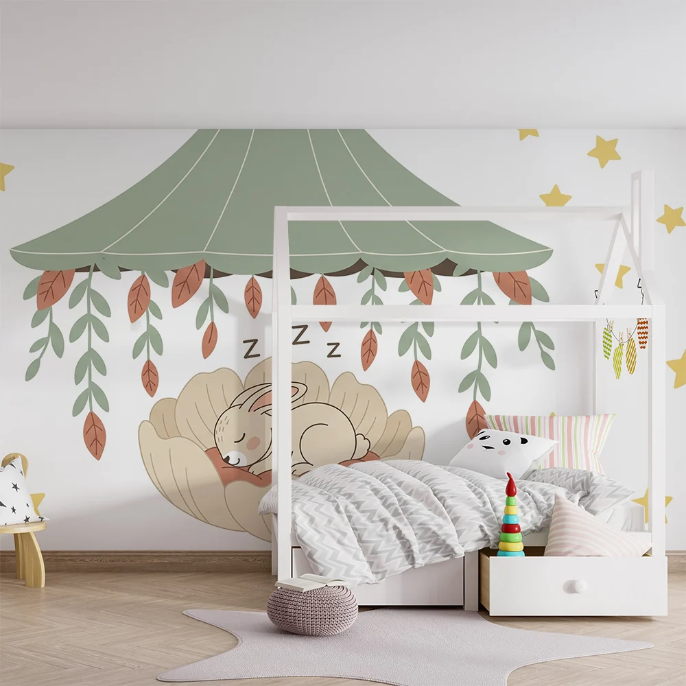 Papel de parede quarto bebê | Заспал зайче под звездите
