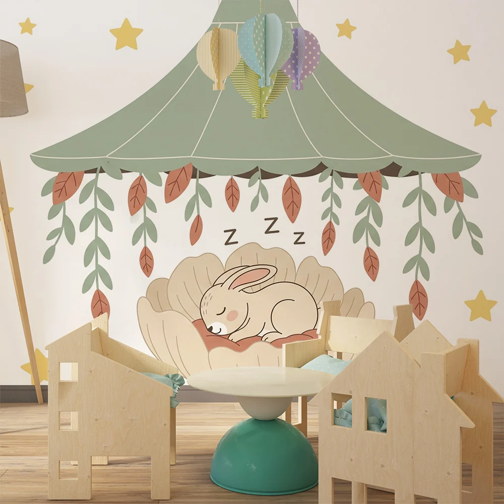 Papel de parede quarto bebê | Заспал зайче под звездите