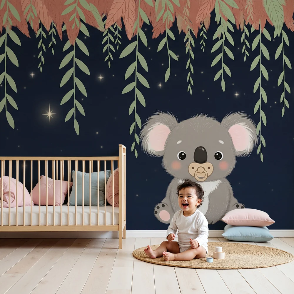 Papel de parede quarto bebê | Симпатичен коала под звездите