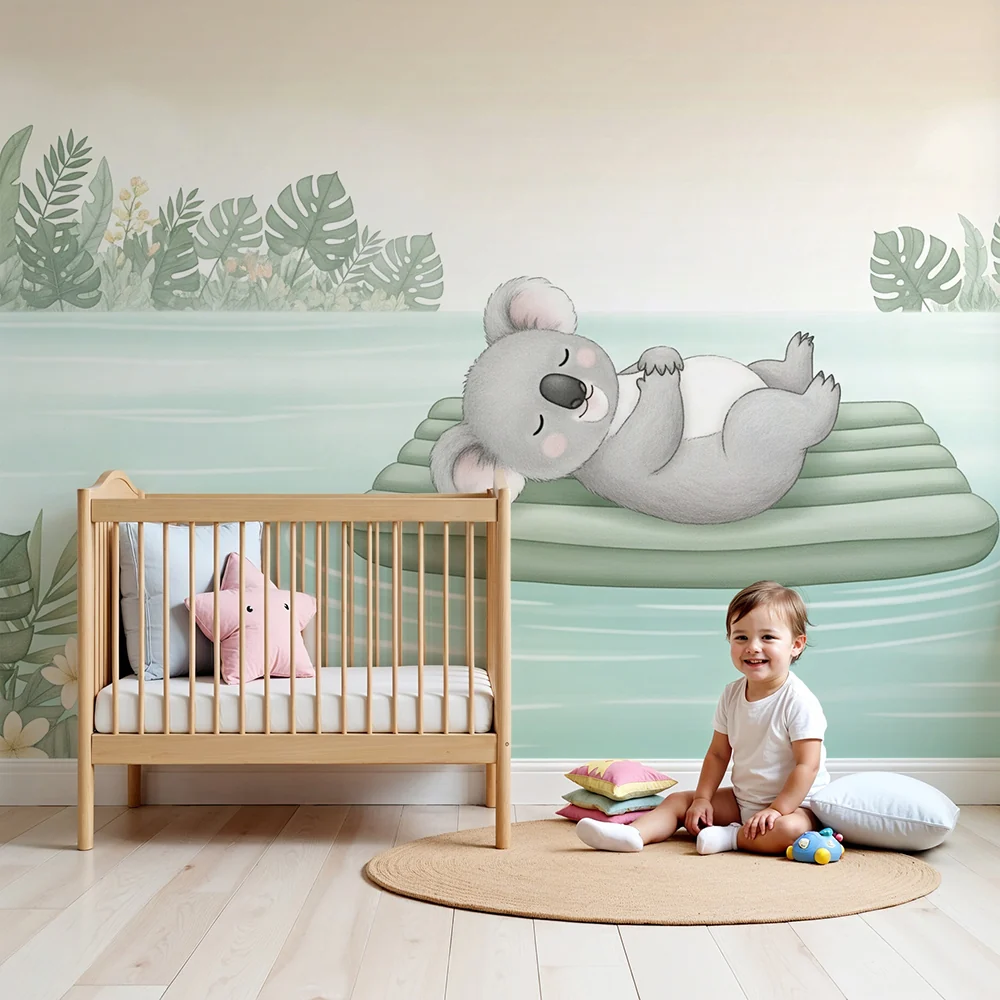 Papel de parede quarto bebê | Спокоен коала на плувачка
