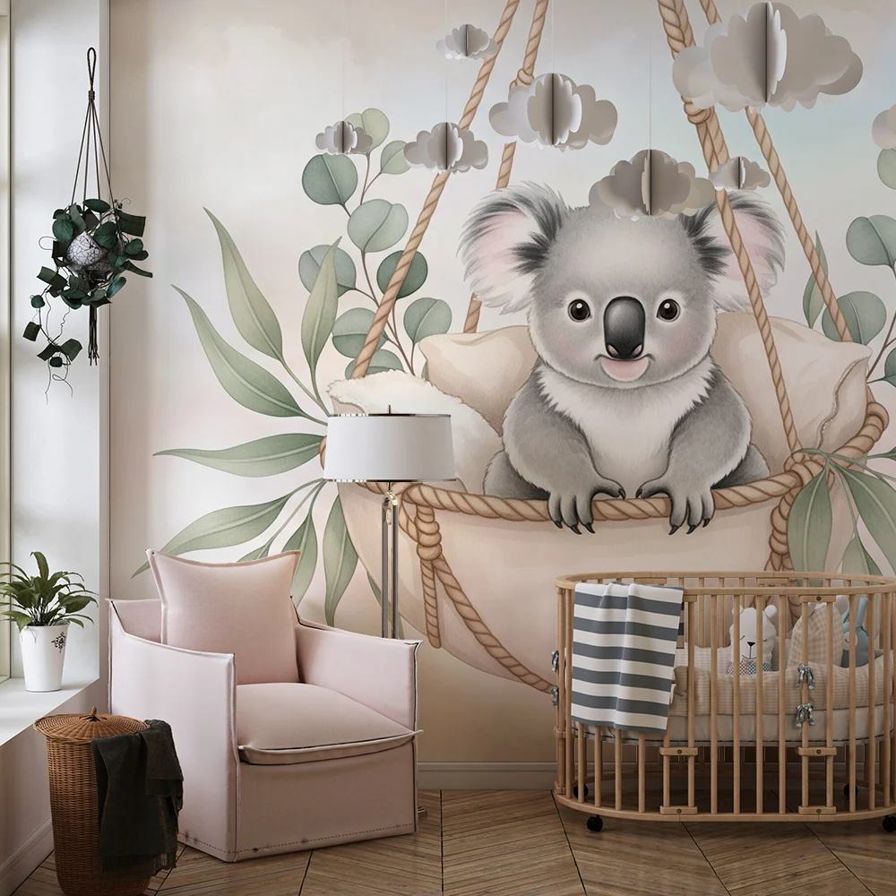 Papel de parede quarto bebê | Мил коала в кошница