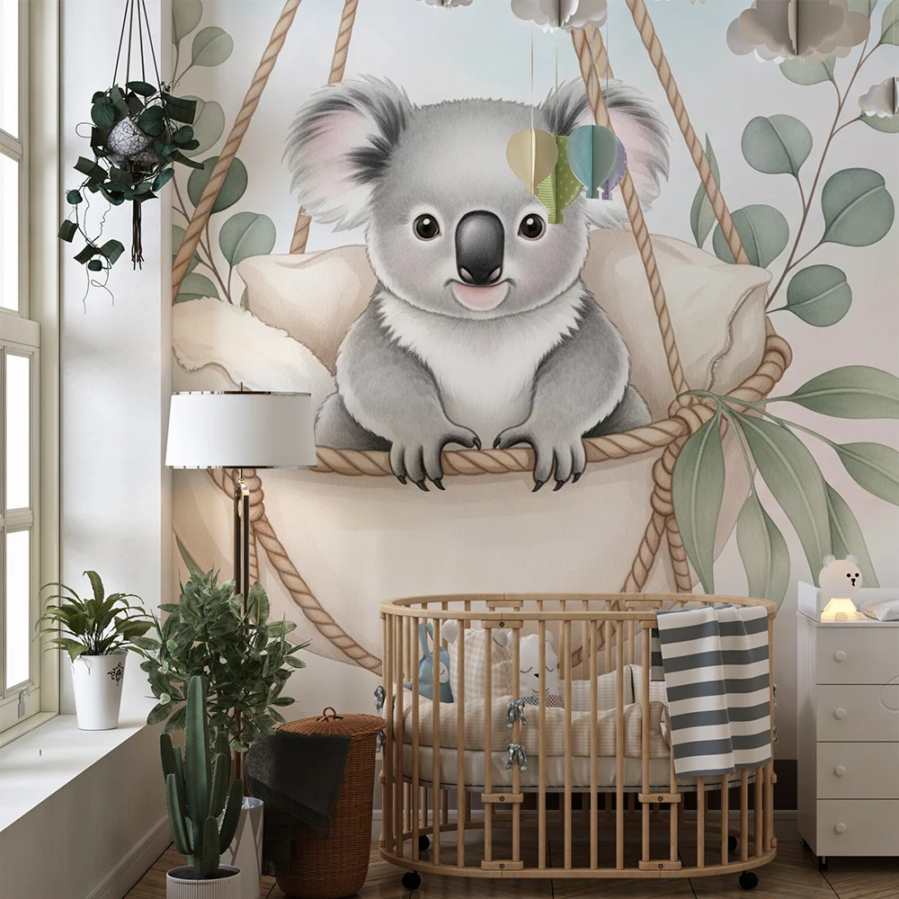 Papel de parede quarto bebê | Мил коала в кошница