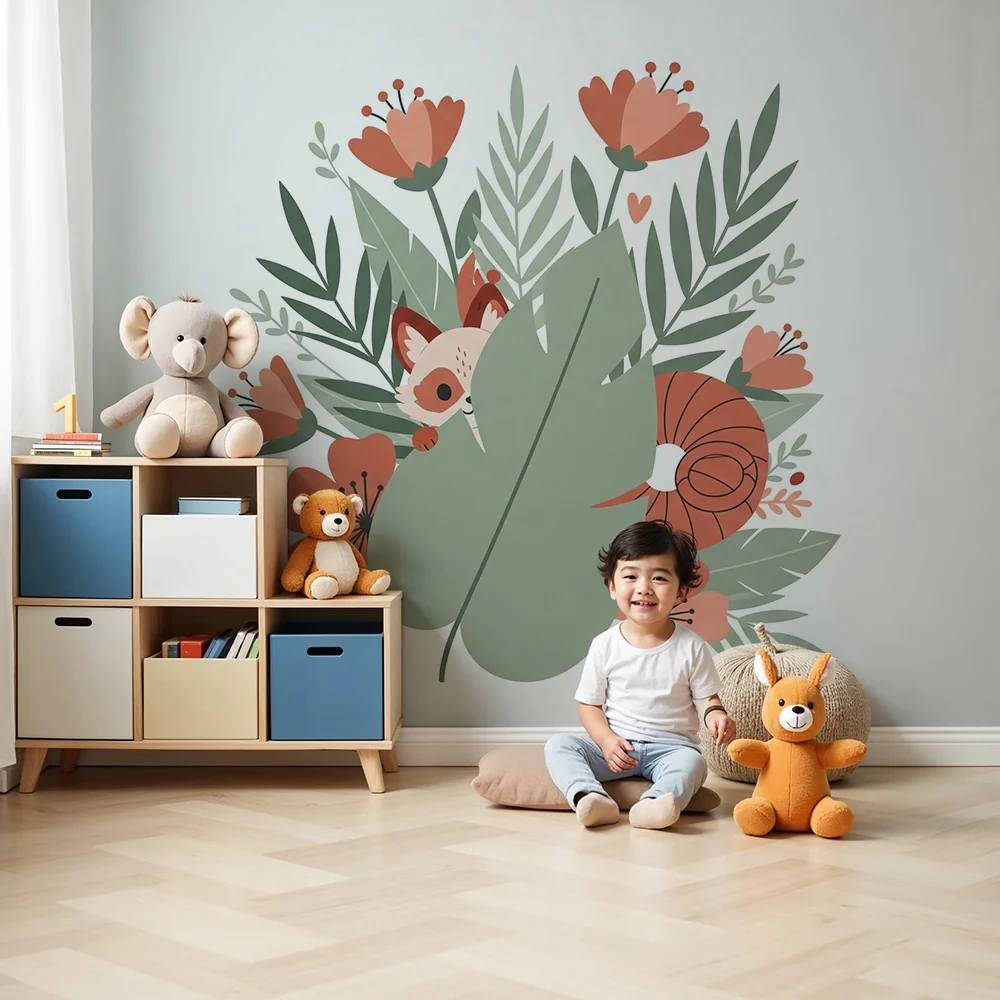 Papel de parede quarto bebê | Мили животни и цветни цветя