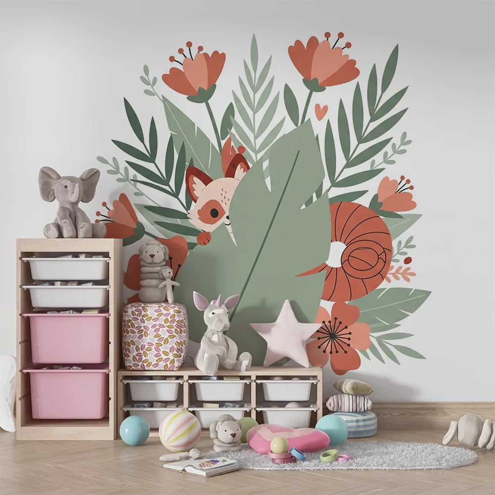 Papel de parede quarto bebê | Мили животни и цветни цветя