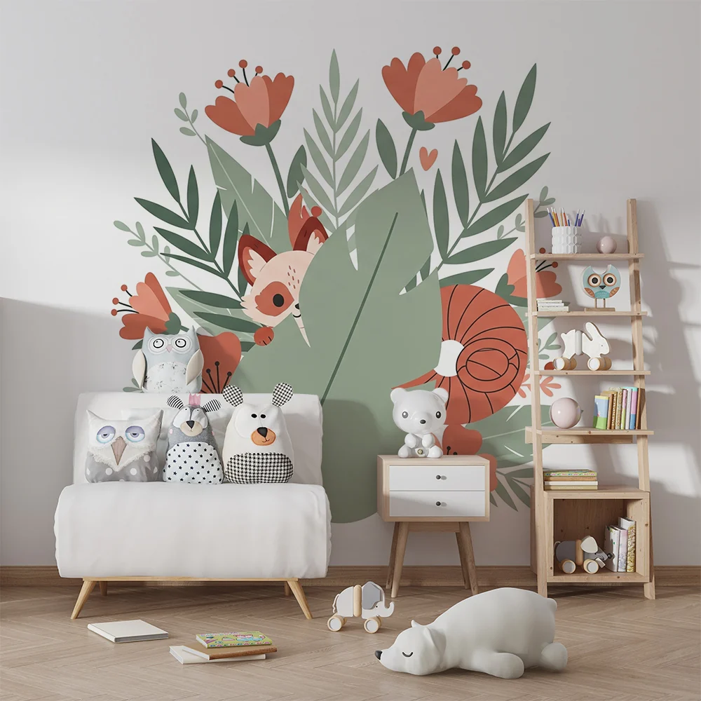 Papel de parede quarto bebê | Мили животни и цветни цветя