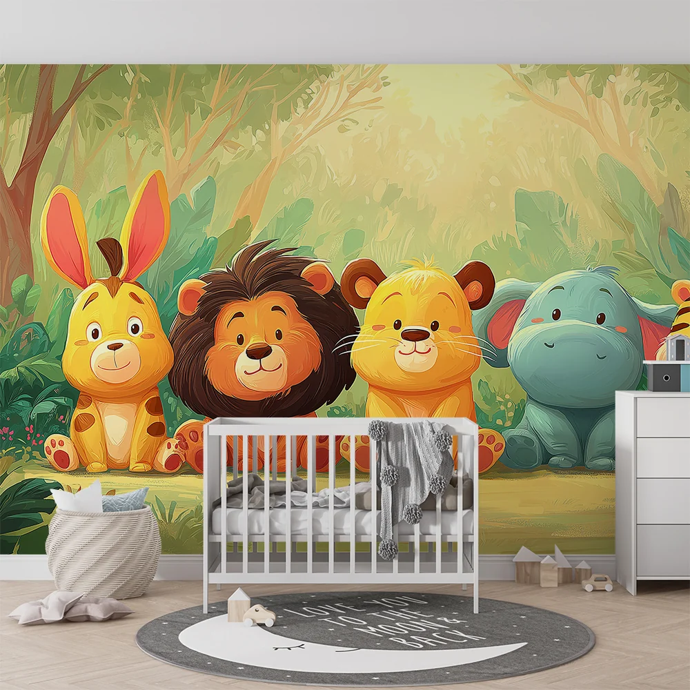 Papel de parede quarto bebê | Чаровни джунглени животни в нежни цветове