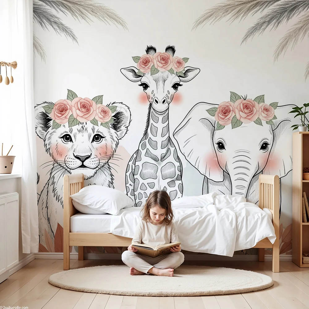 Papel de parede quarto bebê | Любими животни с корони от цветя