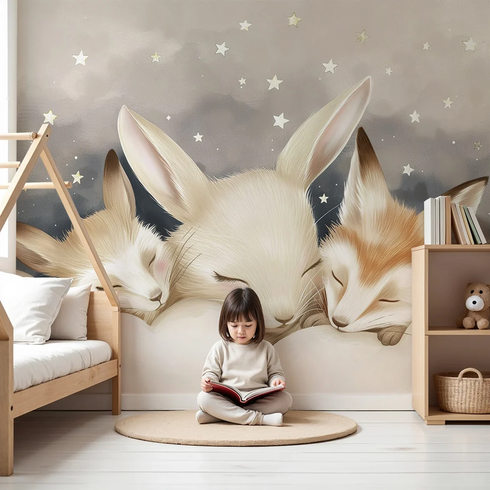 Papel de parede quarto bebê | Заспали животни под звездите