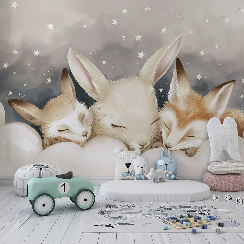 Papel de parede quarto bebê | Заспали животни под звездите