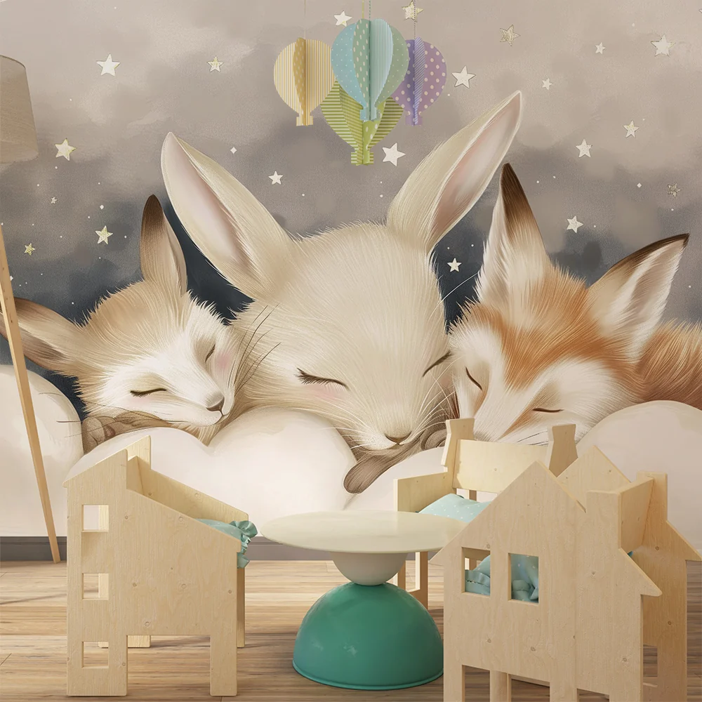 Papel de parede quarto bebê | Заспали животни под звездите