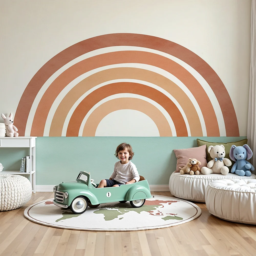Papel de parede quarto bebê | Мека дъга в пастелни тонове