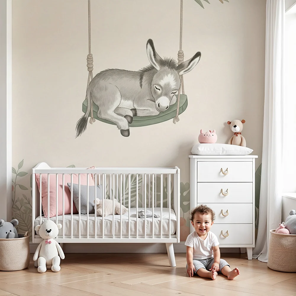 Papel de parede quarto bebê | Мирно магаре на люлка