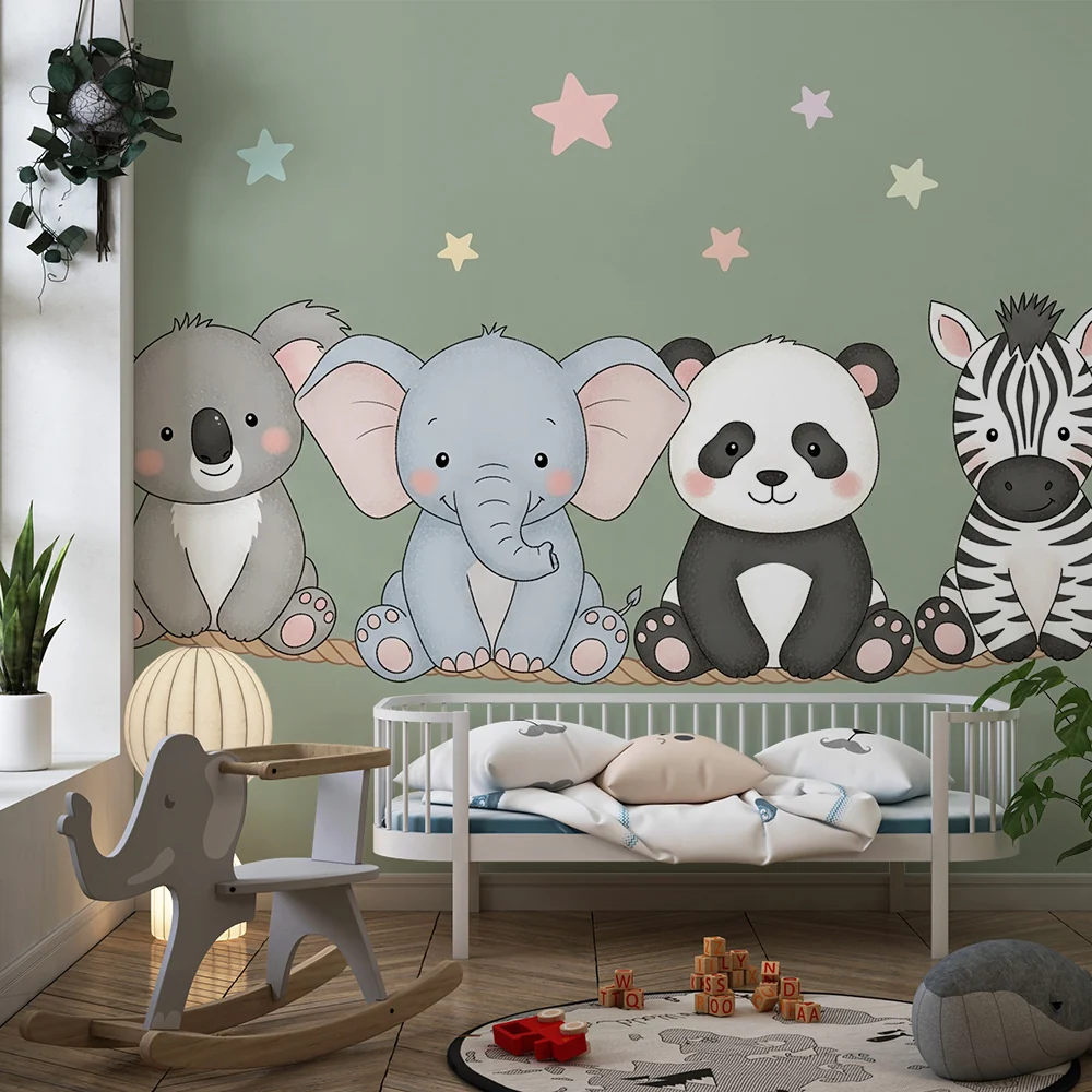 Papel de parede quarto bebê | Милите животни и цветни звезди