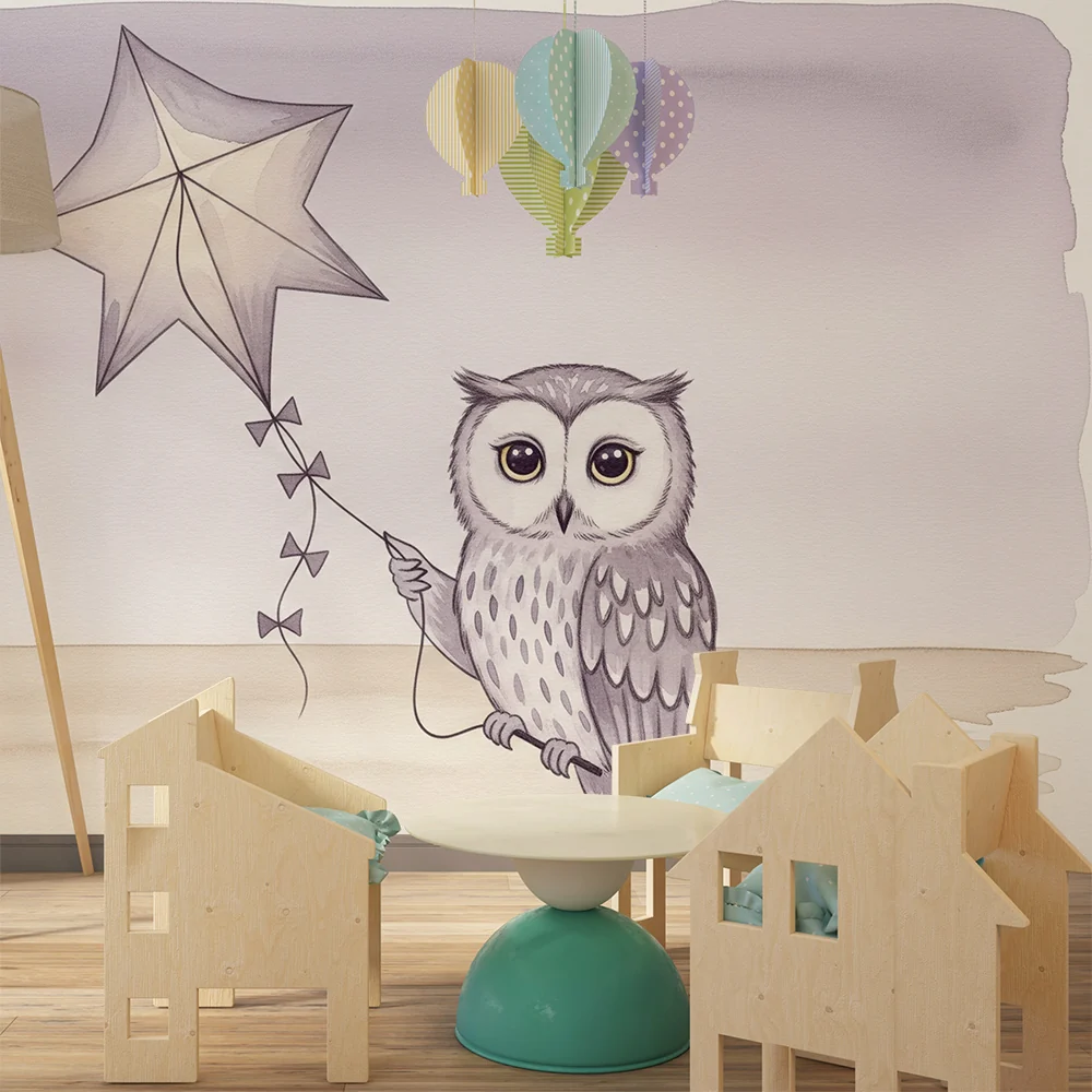 Papel de parede quarto bebê | Спяща сова със звезда