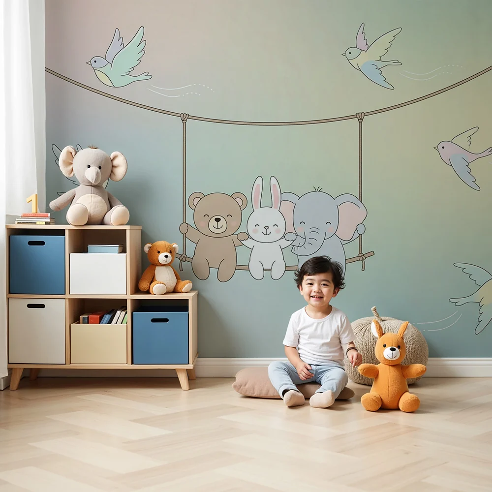 Papel de parede quarto bebê | Животни приятели на люлка