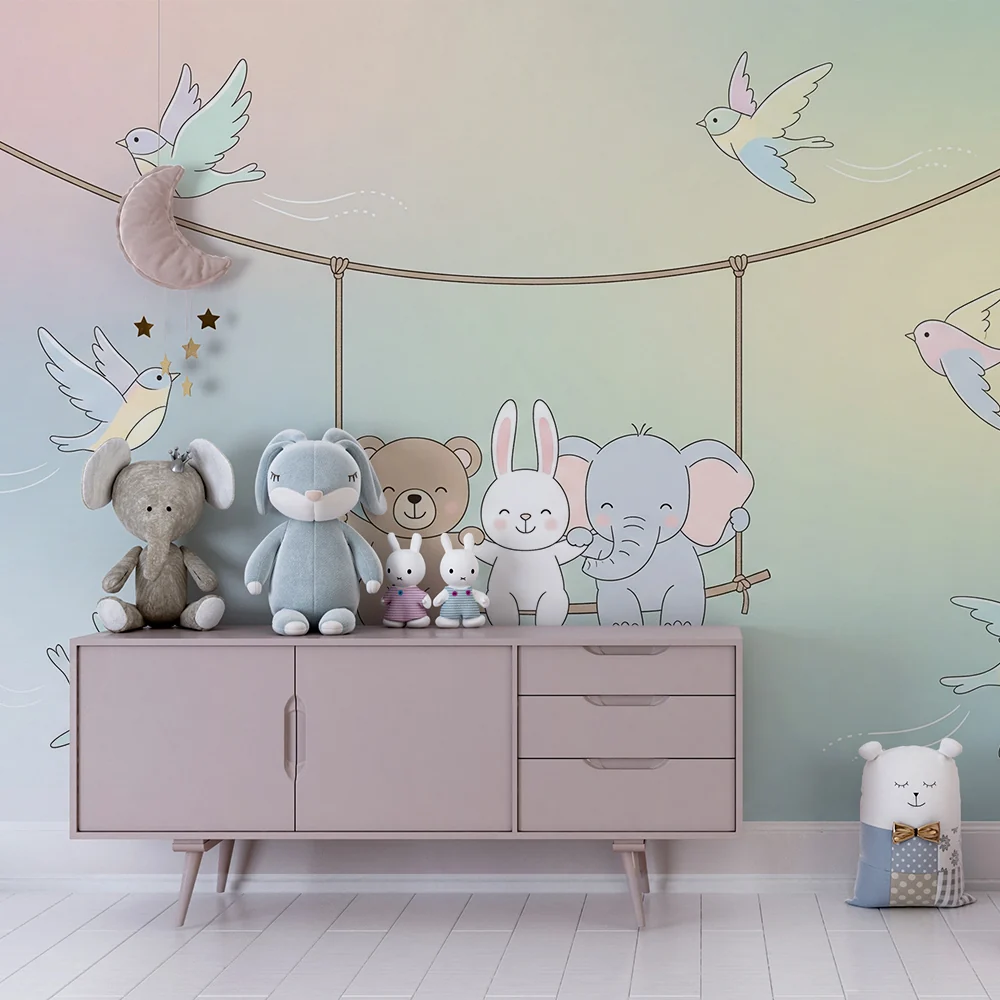 Papel de parede quarto bebê | Животни приятели на люлка