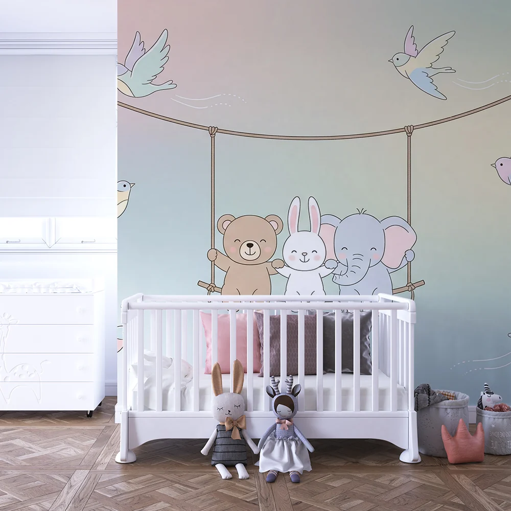 Papel de parede quarto bebê | Животни приятели на люлка