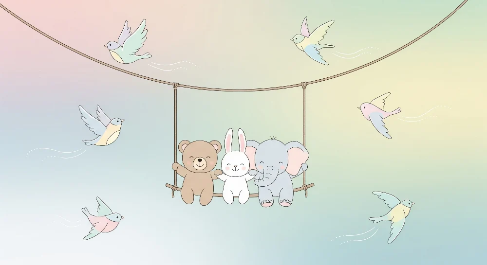 Papel de parede quarto bebê | Животни приятели на люлка