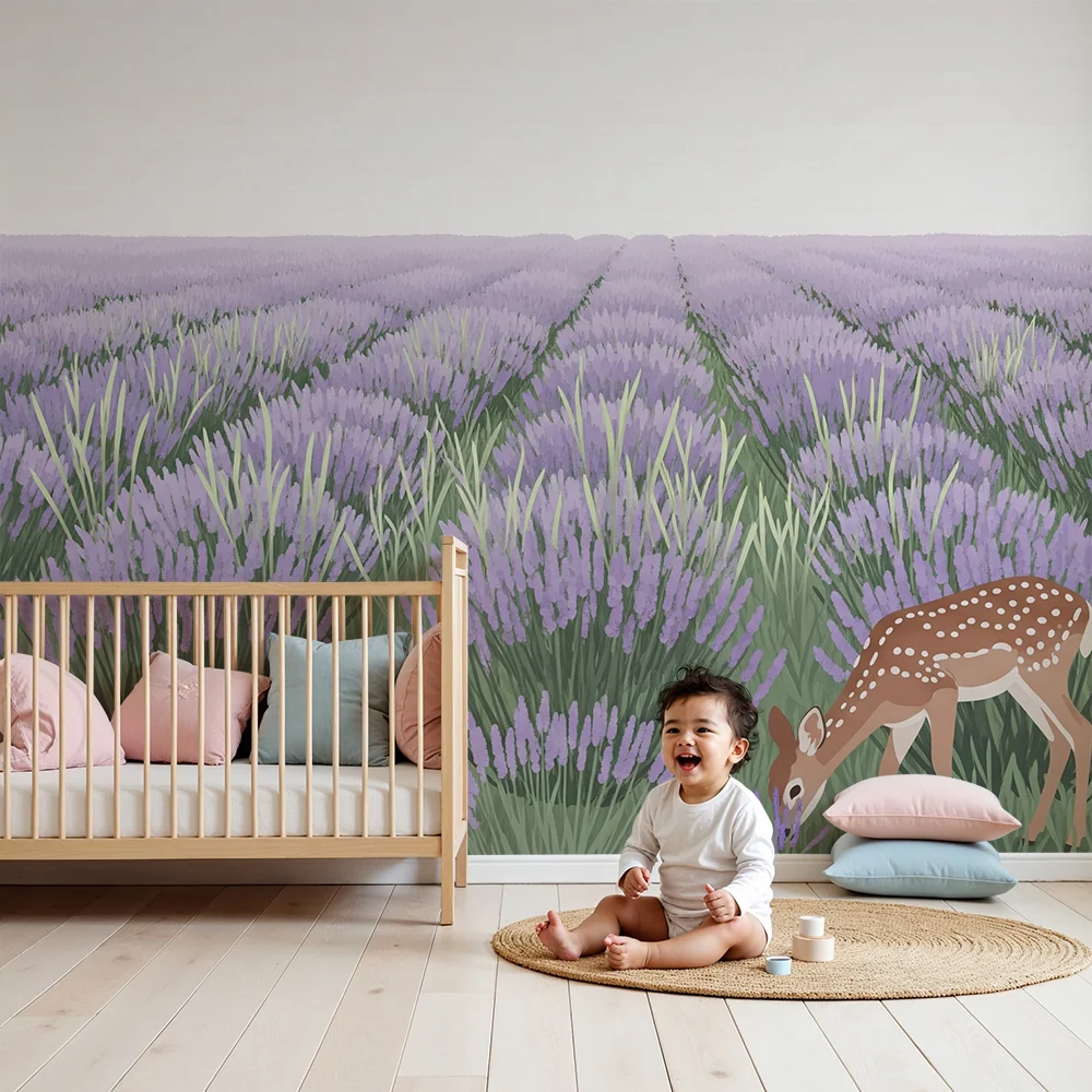 Papel de parede quarto bebê | Лавандулова градина с еленче