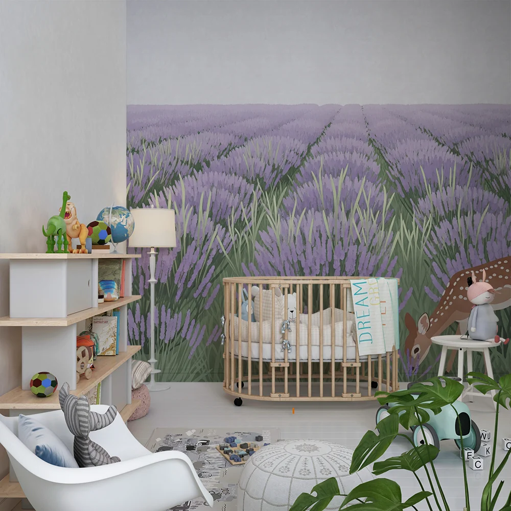 Papel de parede quarto bebê | Лавандулова градина с еленче