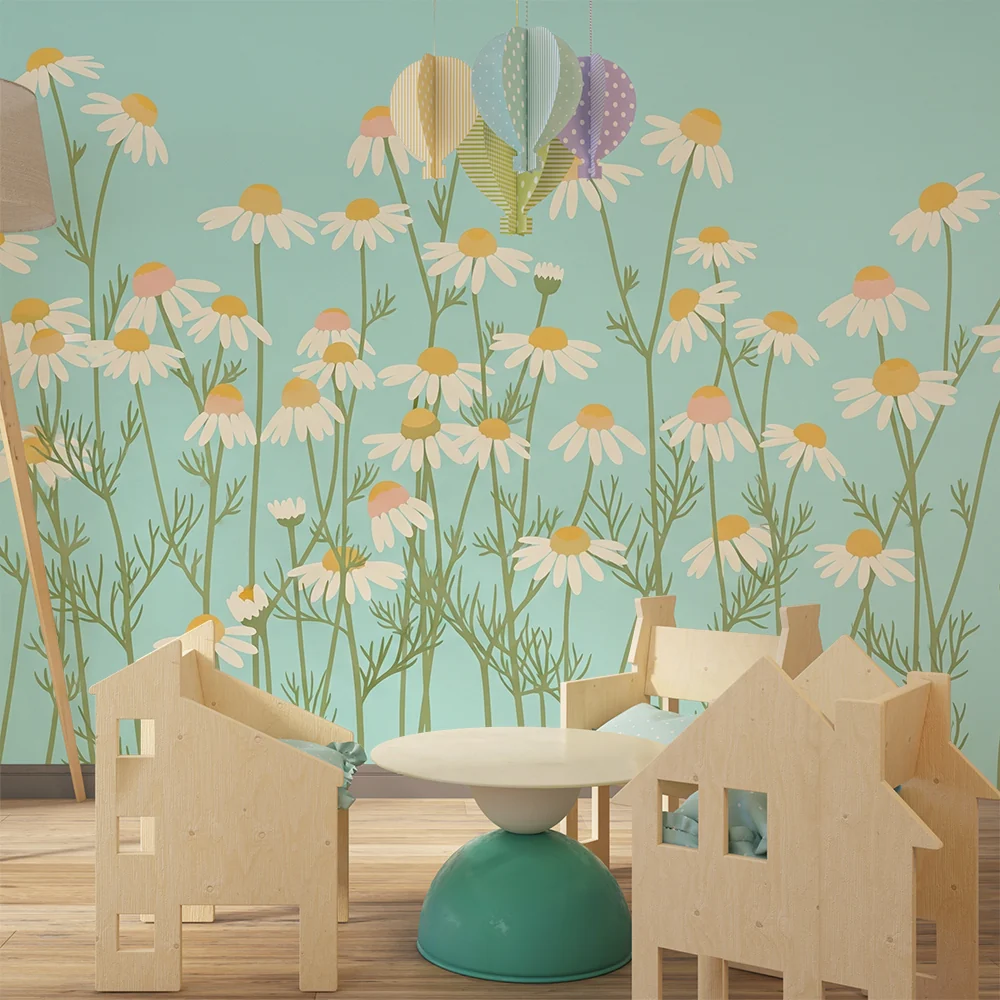 Papel de parede quarto bebê | Полето на цветя на маргаритките