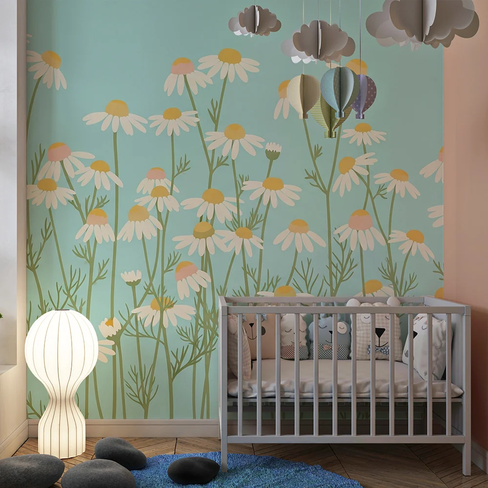 Papel de parede quarto bebê | Полето на цветя на маргаритките