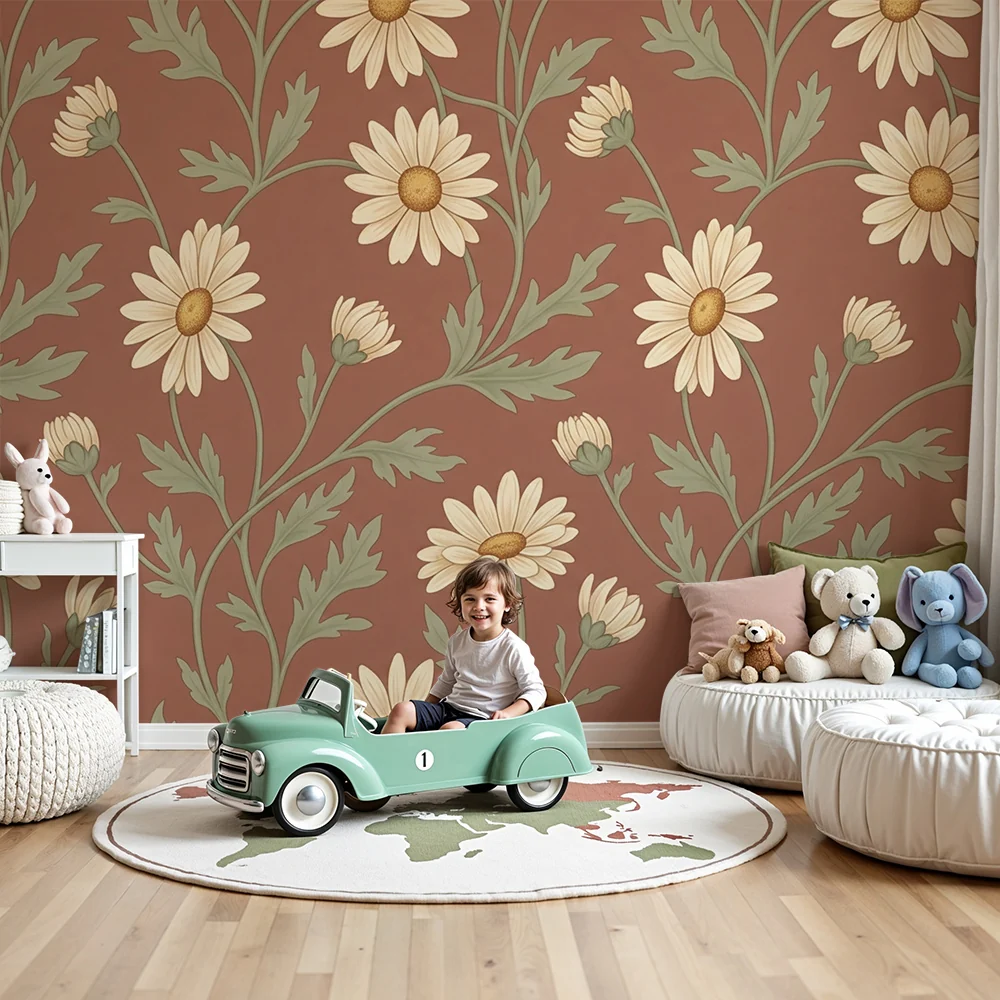 Papel de parede quarto bebê | Цветя от полето и пастелна нежност