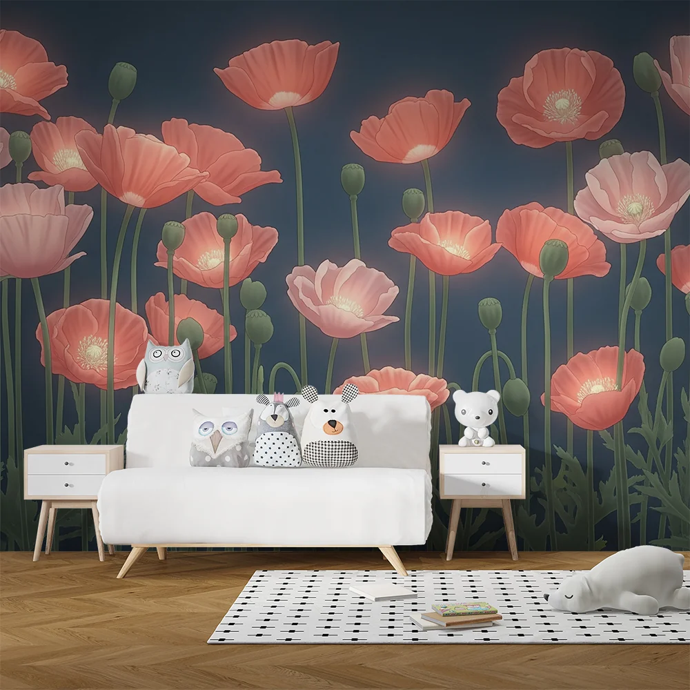 Papel de parede quarto bebê | Нежни макови полета