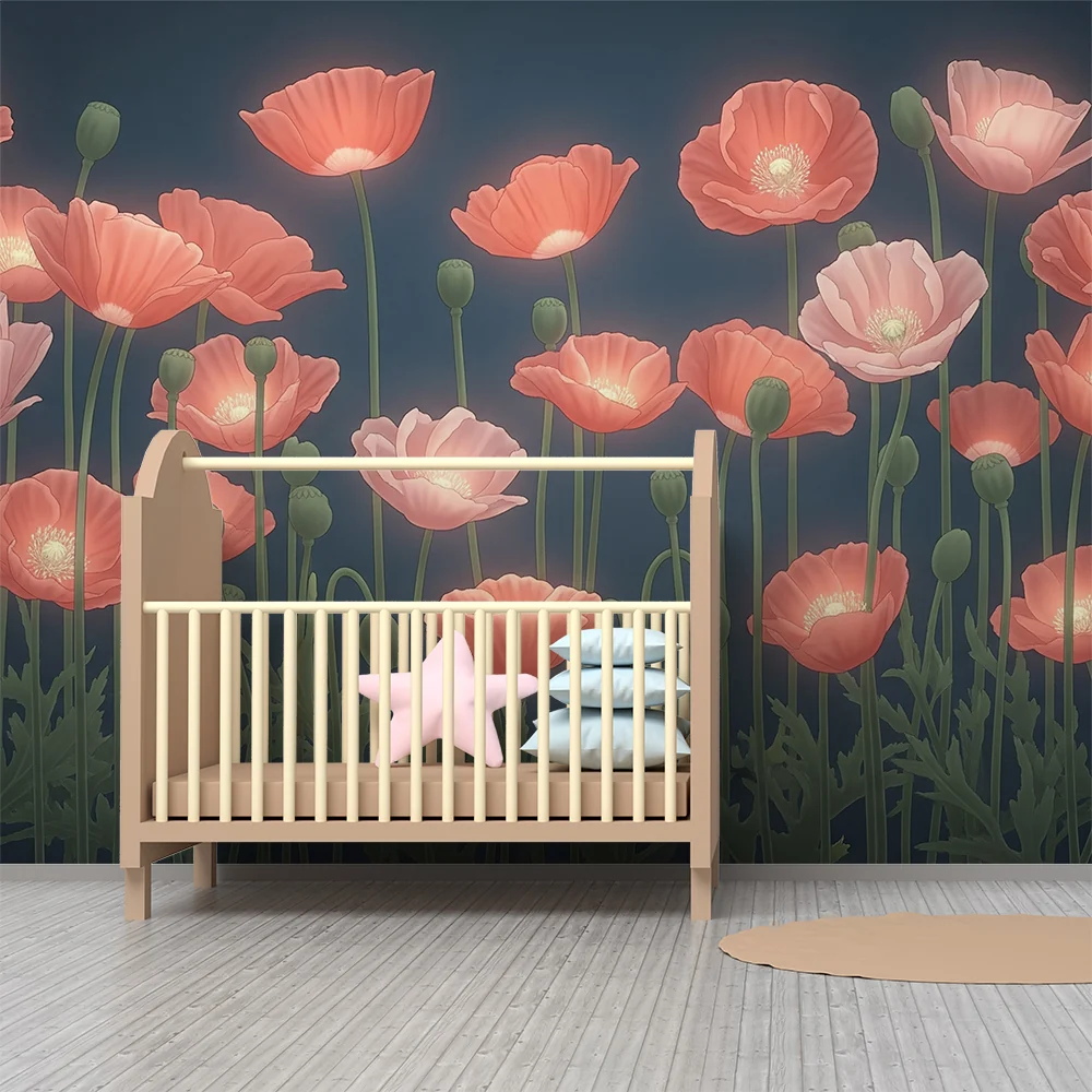 Papel de parede quarto bebê | Нежни макови полета