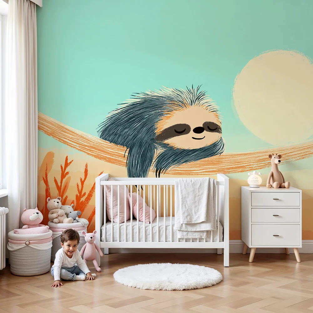 Papel de parede quarto bebê | Спокоен ленивец под слънцето