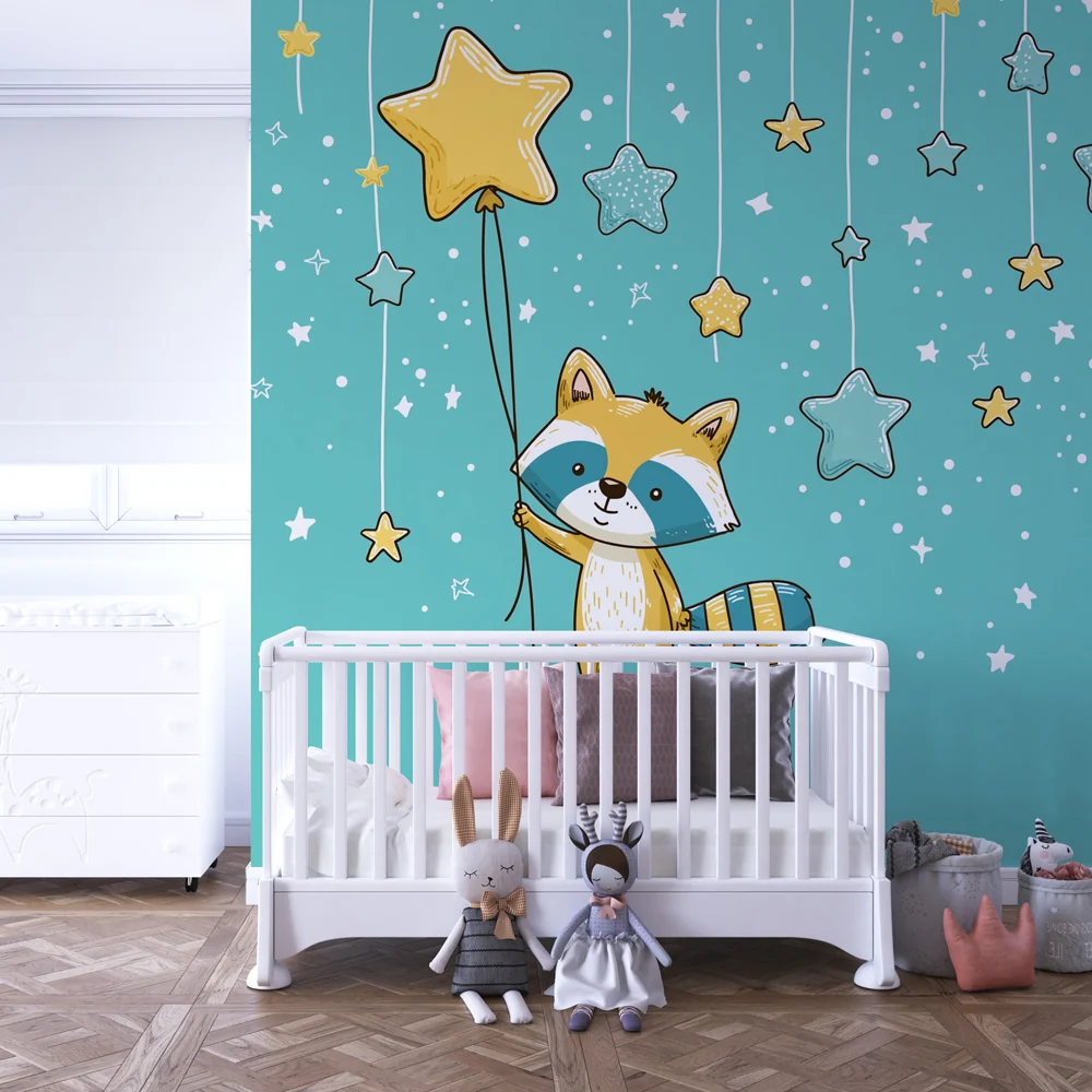 Papel de parede quarto bebê | Еньова еньова със звезди и балони