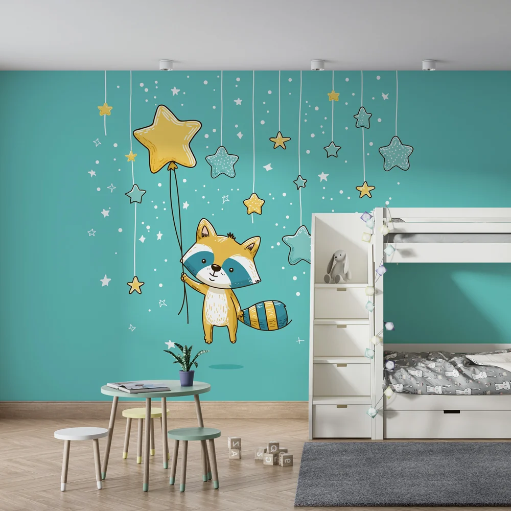 Papel de parede quarto bebê | Еньова еньова със звезди и балони