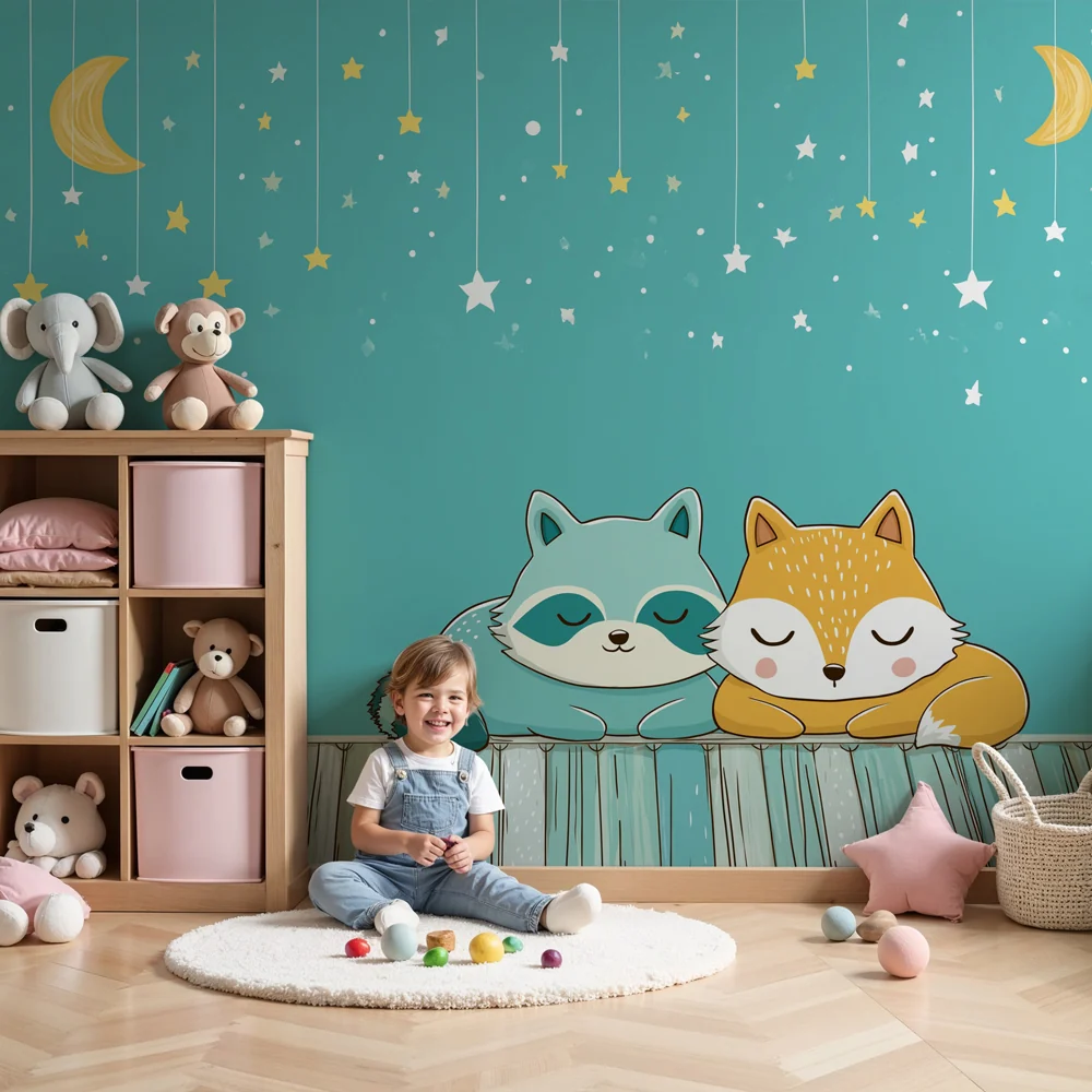 Papel de parede quarto bebê | Мили животни под звездите
