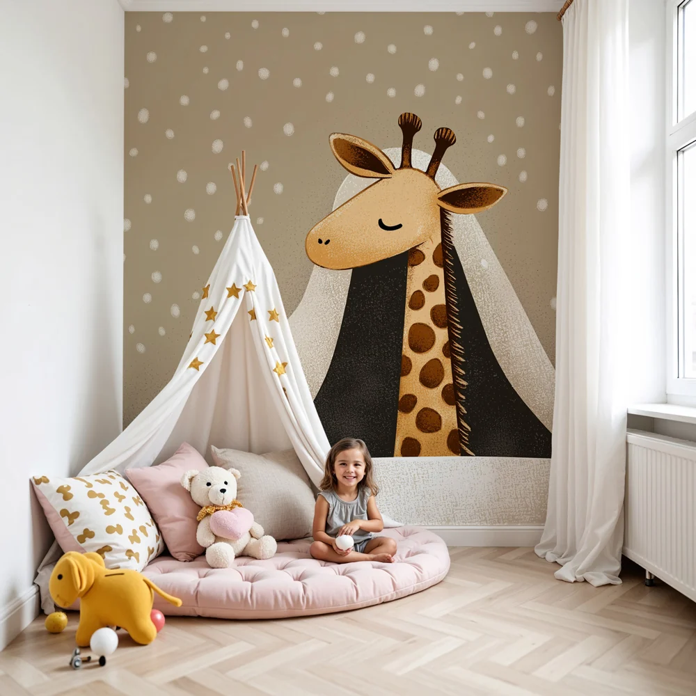 Papel de parede quarto bebê | Тиха жирафа под снега
