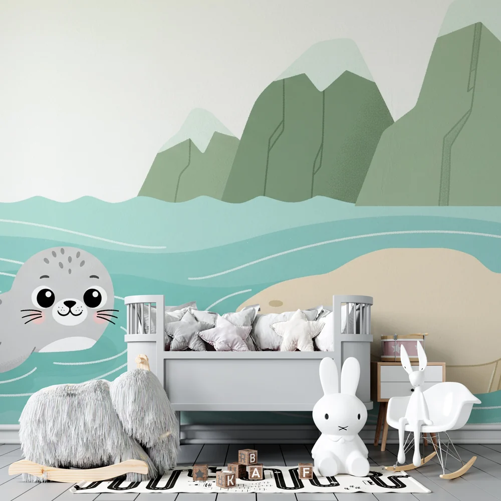 Papel de parede quarto bebê | Морско куче играч в океана