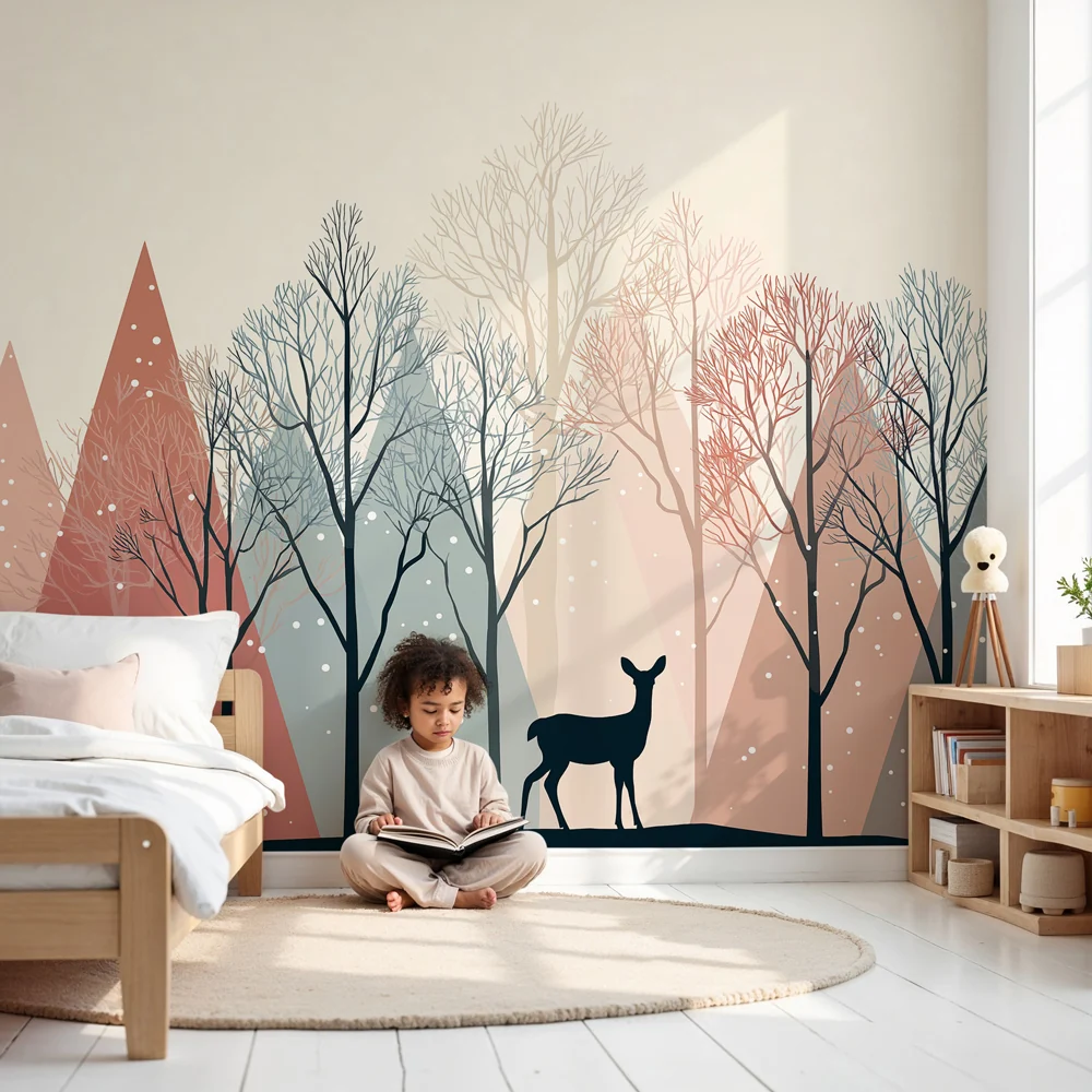 Papel de parede quarto bebê | Зимна гора и спокоен див свят