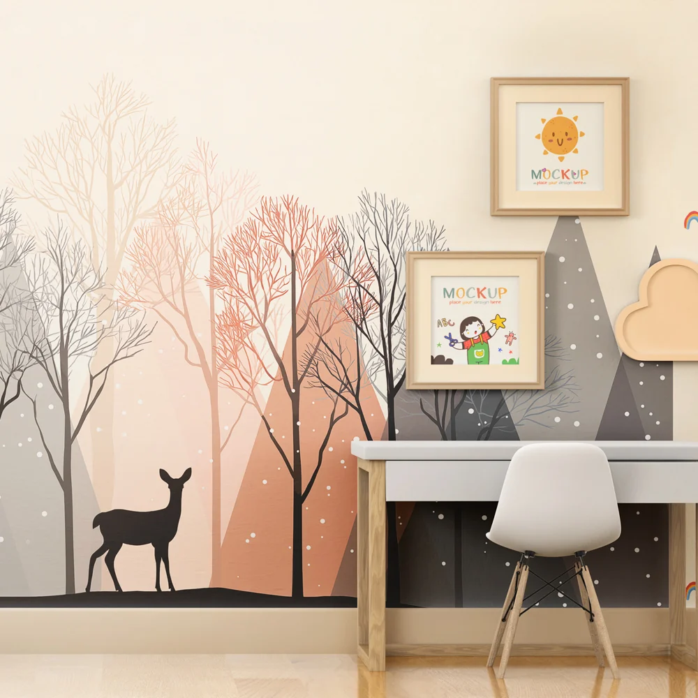 Papel de parede quarto bebê | Зимна гора и спокоен див свят