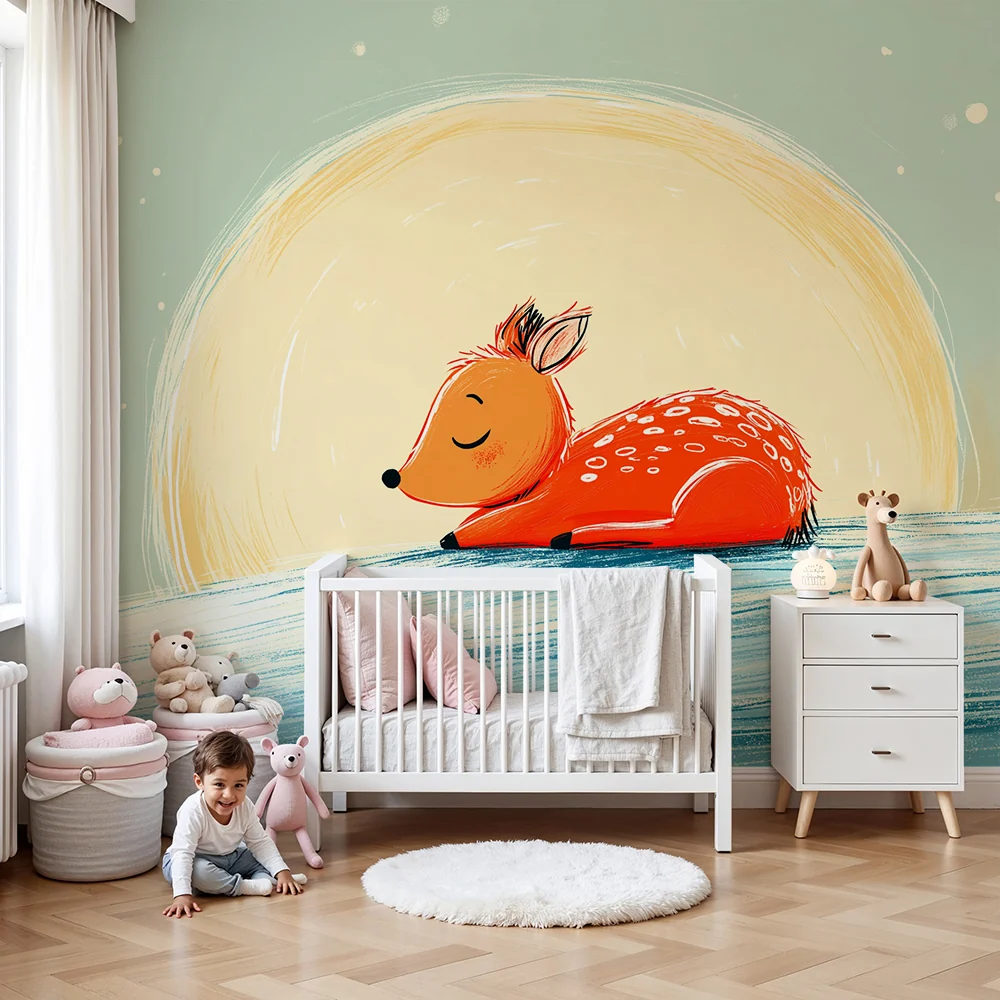 Papel de parede quarto bebê | Спяща сърна под луната