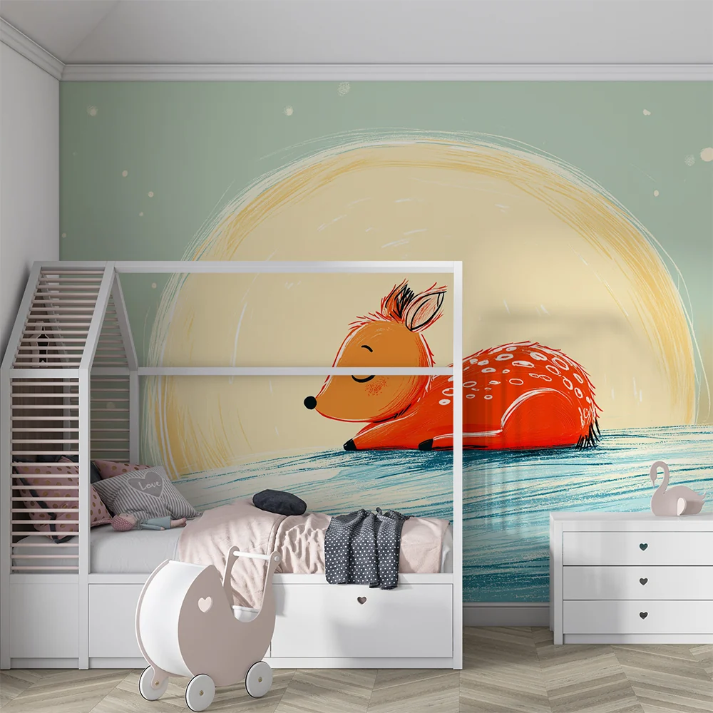 Papel de parede quarto bebê | Спяща сърна под луната