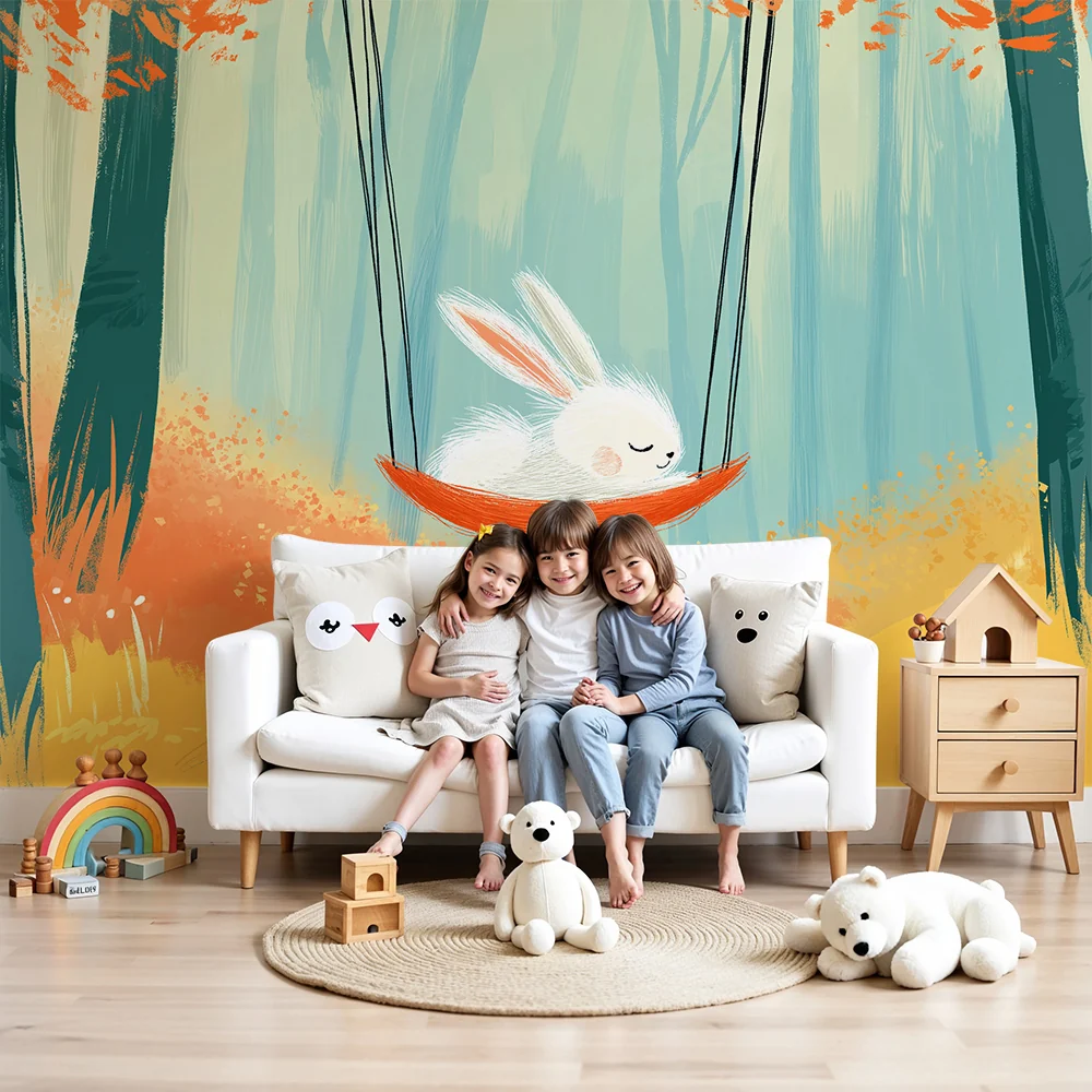 Papel de parede quarto bebê | Покоен зайче на люлка