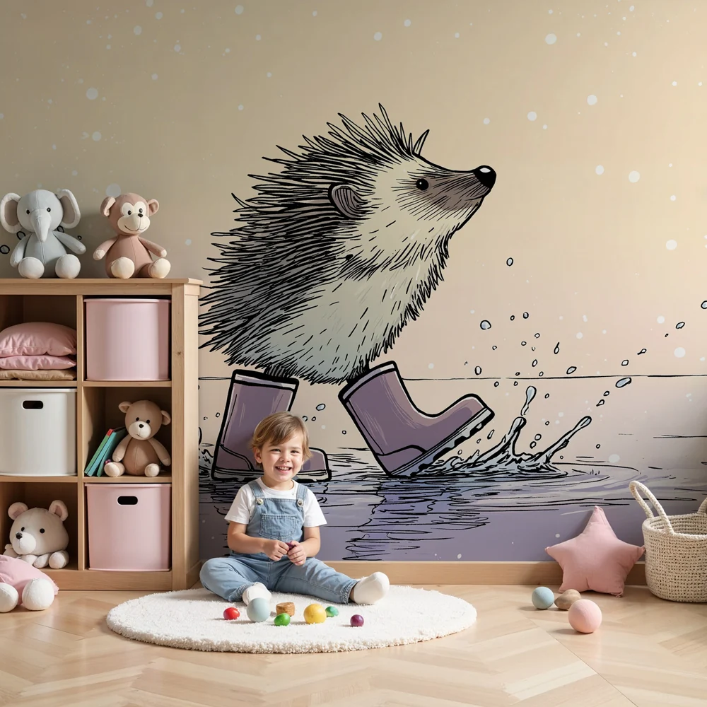 Papel de parede quarto bebê | Ёж в чизми до водата