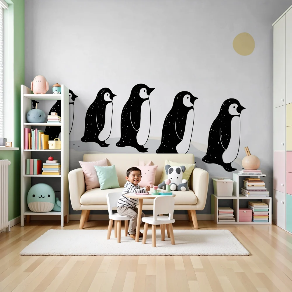 Papel de parede quarto bebê | Мили малки пингвини в движение